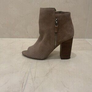 Jessica Simpson Sz 8 Keris Bootie Boots Peep Toe Ankle Zip Tan Beige Shoes 8M